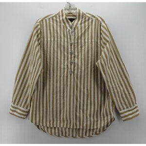 J Crew Top 6 White Popover Blouse Striped Band Collar Preppy *